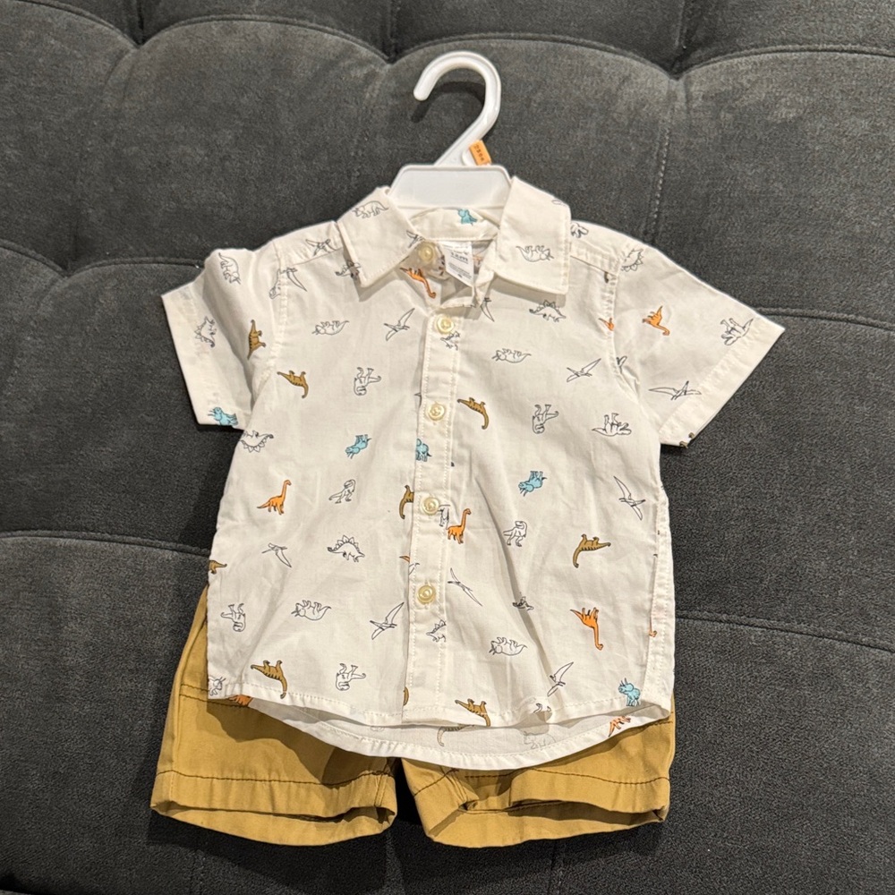 New Kids Dinosaur Print Shirt and Shorts Set 12 months